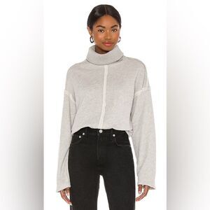 LPA Essex Oversized Sweater in Heather Grey Exposed Raw Seams French Terry XXS